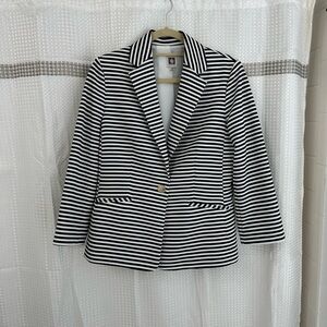 Women's Black and White Striped Blazer